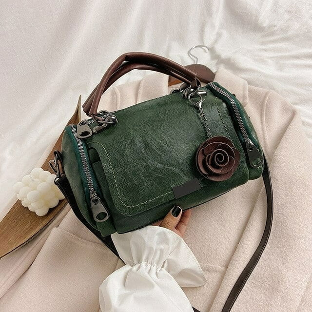 Donker roze Boston crossbody, compacte en chique PU leer tas voor dames.