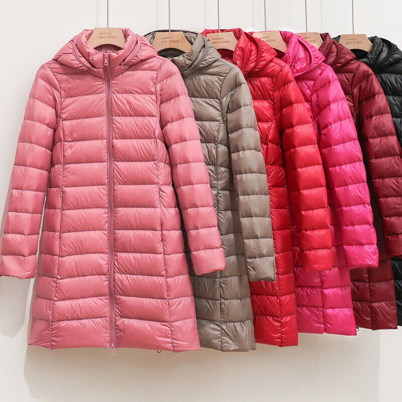 Dames lange winterjas Daisy, warm, stijlvol, gewatteerd en met praktische capuchon.