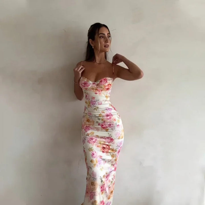 Chique damesjurk, bloemen bodycon midi model. Een must-have voor trendy lentemode en zomermode.