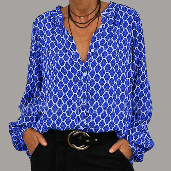 Elegante dames blouse met lange mouwen, verfijnde print en comfortabele pasvorm, perfect voor casual chic.