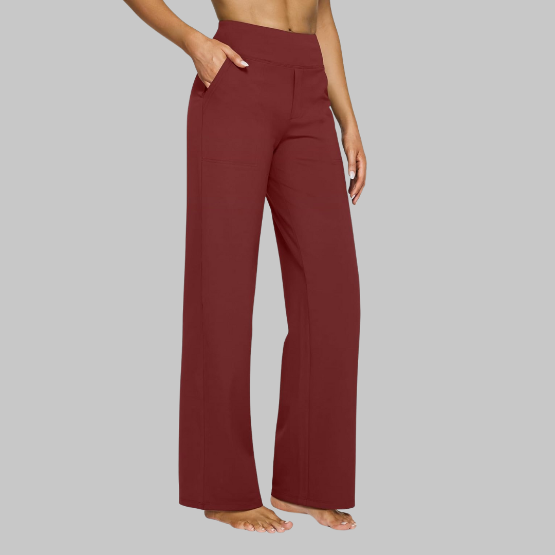 Elegante damesbroek met wijde pijpen en een hoge taille die comfortabel zit. Ideaal voor veelzijdigheid.