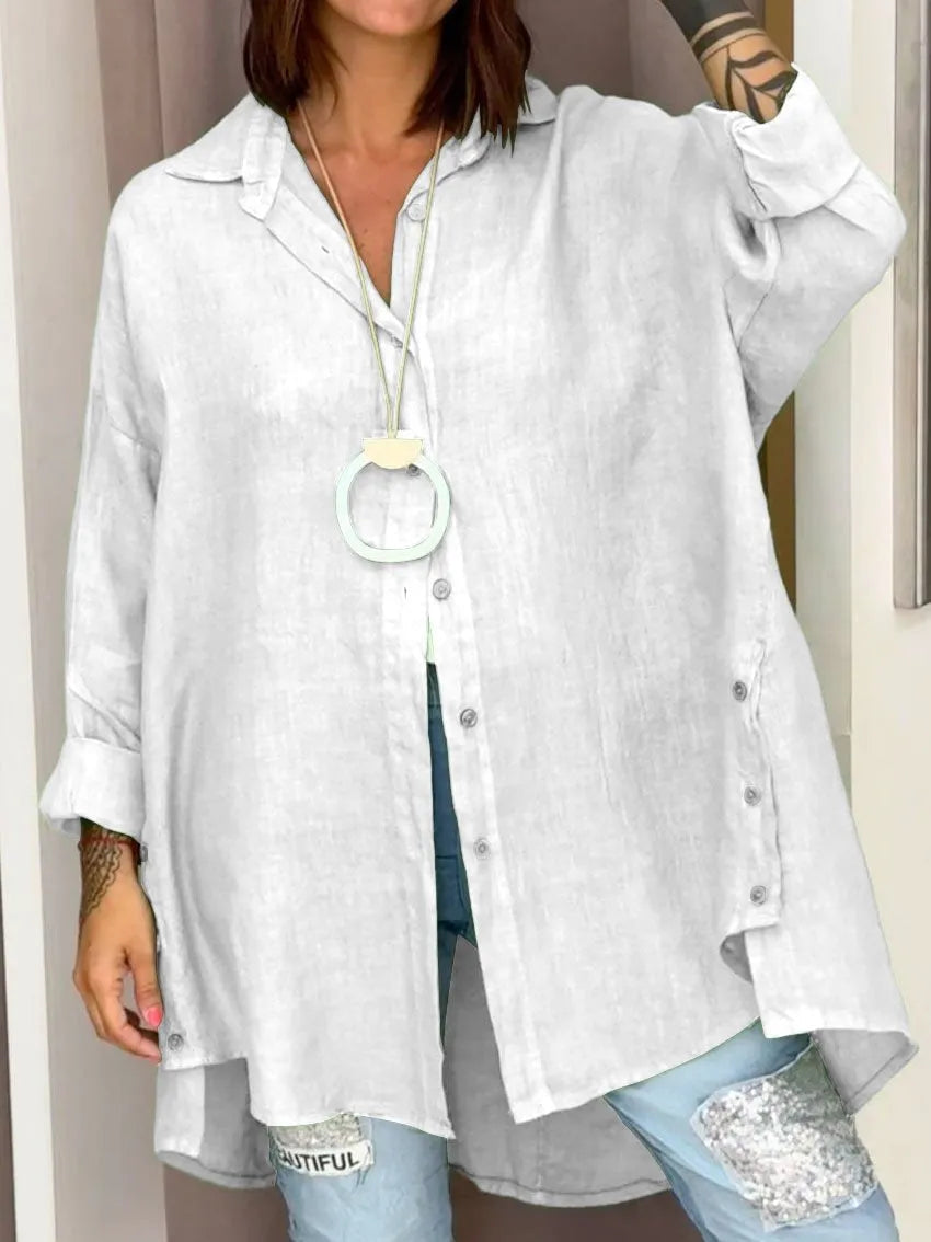 Stijlvolle groene dames button-down blouse met lange mouwen, comfortabel en modieus voor casual chic outfits.