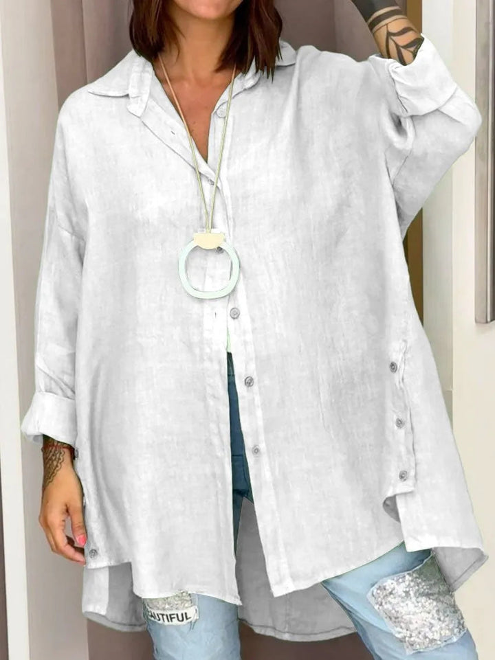 Stijlvolle groene dames button-down blouse met lange mouwen, comfortabel en modieus voor casual chic outfits.