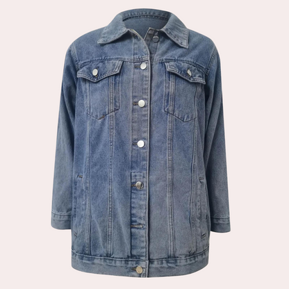 Dames denim zomerjack in blauw, stijlvol ontwerp met knopen en veelzijdige kleuren. Perfect voor casual en modieuze stijlen.