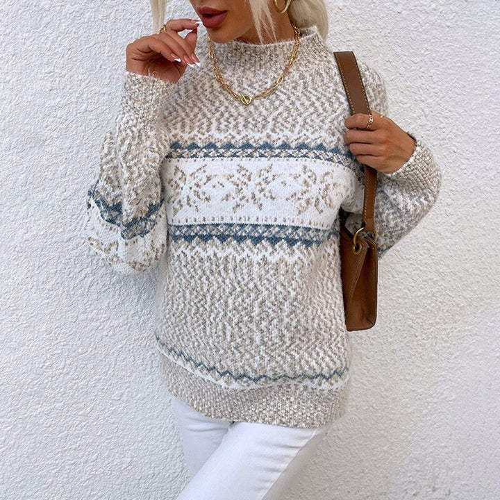 Comfortabele en warme Fair Isle trui voor dames, met uniek winterpatroon en relaxed pasvorm.