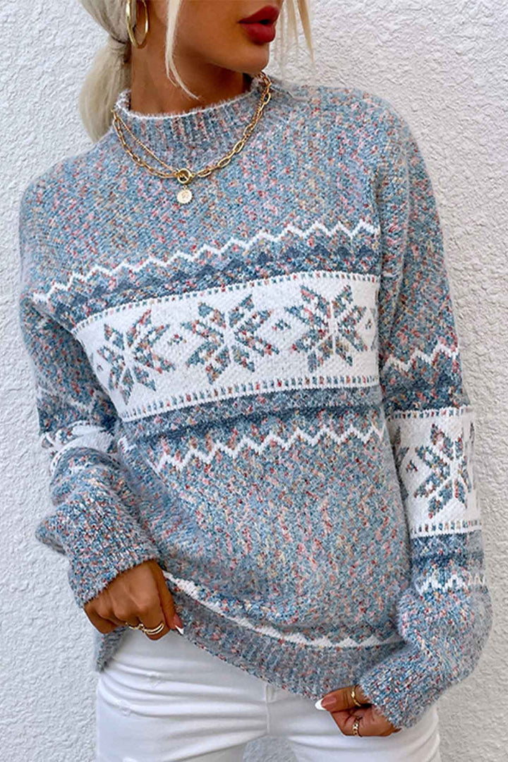 Stijlvolle Fair Isle dames trui met ronde hals en lange mouwen, perfect voor casual mode.