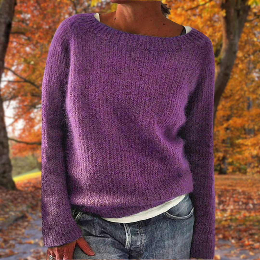Modieuze dames gebreide sweater met lange mouwen, comfortabel en warm, ideaal voor een stijlvolle casual outfit.