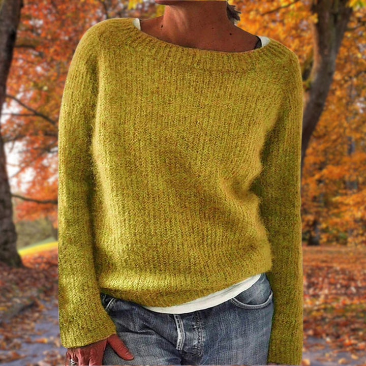 Dames gebreide trui met lange mouwen en ronde hals, comfortabel en stijlvol voor casual dagen.