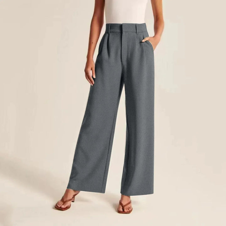 Elegante high waist damesbroek met wijde pijpen, perfect voor een chique en comfortabele look.