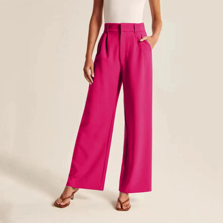 Stijlvolle dames chino broek, high waist en wijde pijpen, voor een elegante en modieuze uitstraling.
