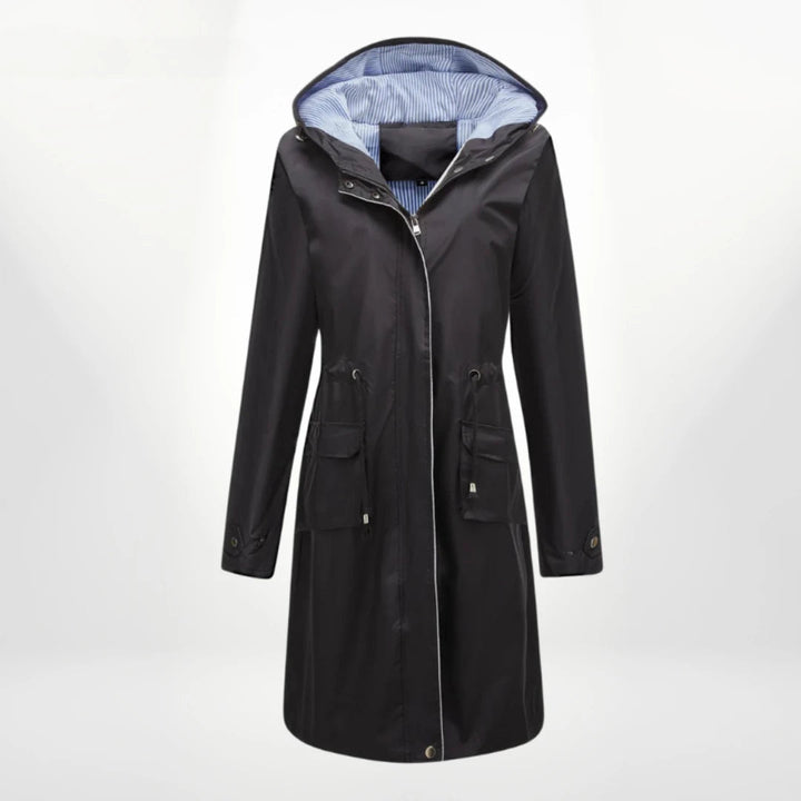 Dames lange anorak jas met capuchon, ideaal als stijlvolle tussenjas of windjack voor buiten.