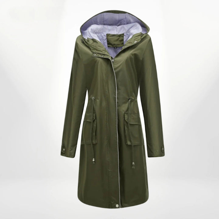 Lange dames anorak jas met capuchon, een praktische en modieuze keuze als jas met windbescherming.