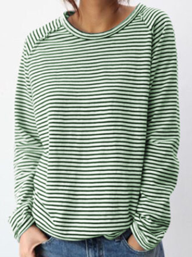 Trendy gestreepte dames longsleeve voor een modieuze en comfortabele casual look, met raglanmouw.