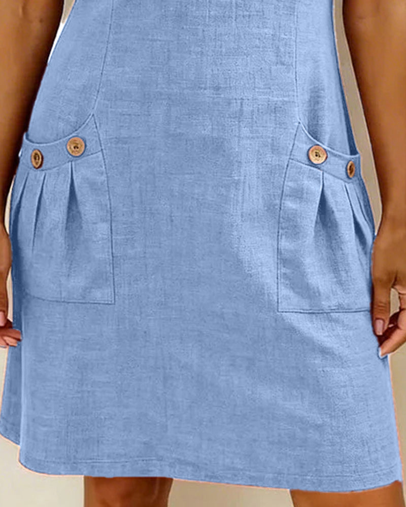 Zomerjurk dames: mini, korte mouw, ronde hals, rits, zakken. Stijlvol & praktisch voor elke dag.