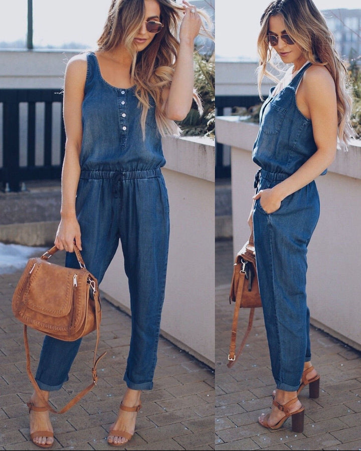 Trendy dames mouwloze jumpsuit, veelzijdig en comfortabel. Geschikt voor casual en elegante zomerse vrouwen mode.