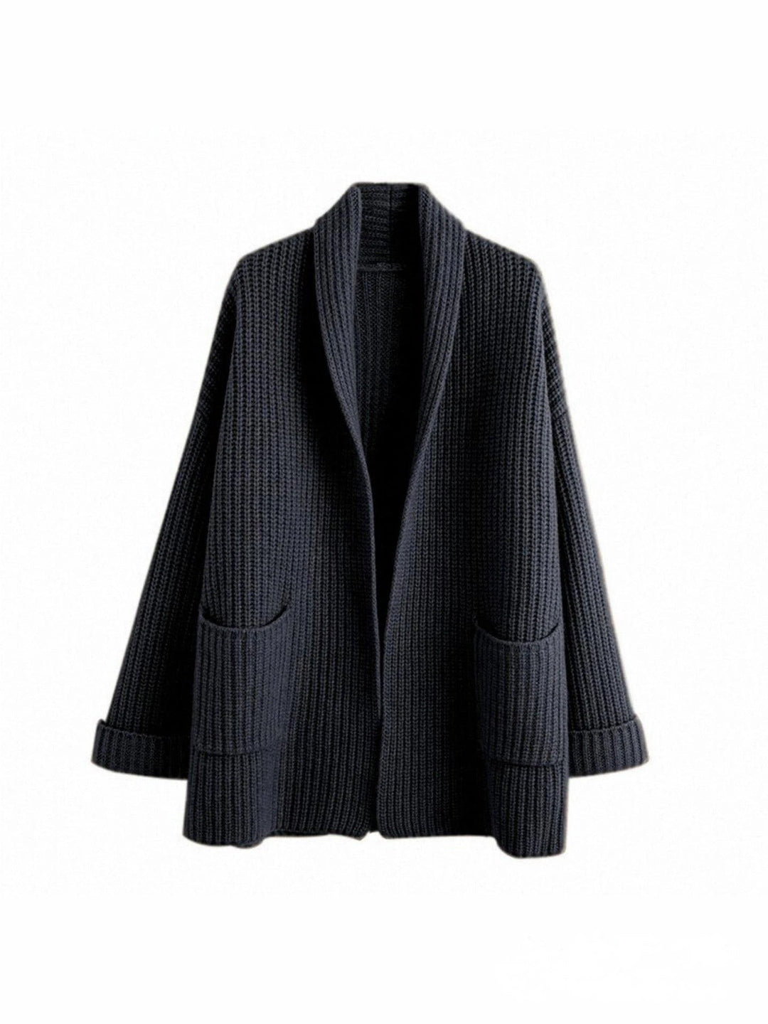 Abrikoos lange dames cardigan, comfortabel open vest. Stijlvolle en zachte dameskleding voor elke dag.
