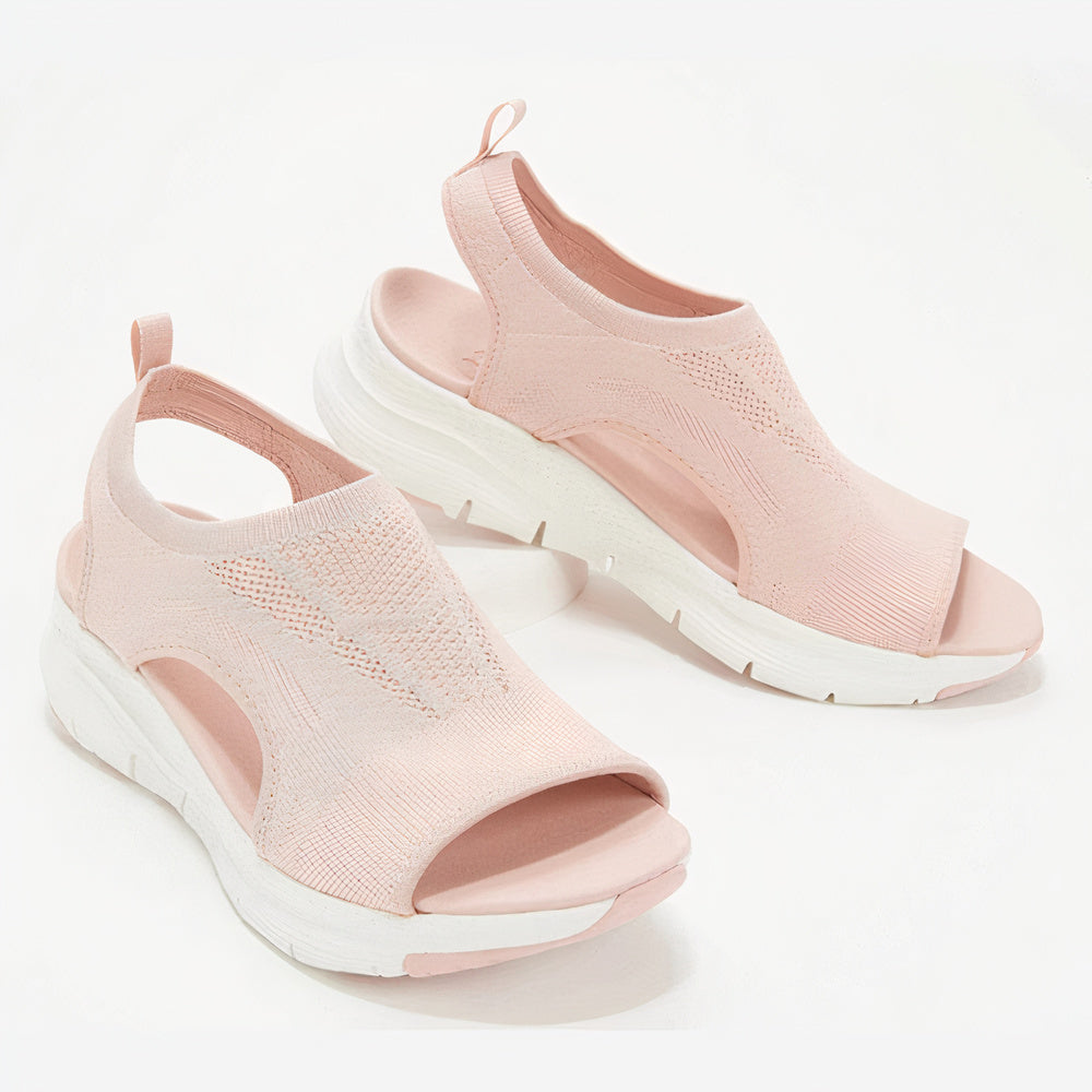"Dames orthopedische sandalen, blauw, met enkelband. Zomerse stijl, comfort en ondersteuning voor dagelijks gebruik."