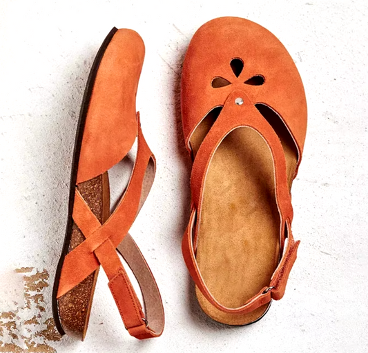 "Dames orthopedische wandelschoenen met ademend lederen bovenwerk en klittenband, ergonomische steun en lichte zool"