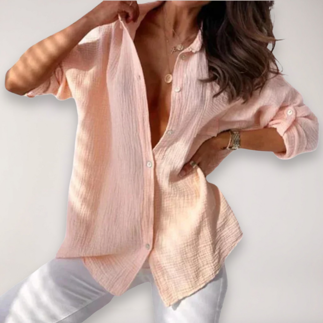 Veelzijdig dames overhemd met relaxte pasvorm en button-front, perfect als stijlvolle zomer blouse voor dagelijks gebruik.