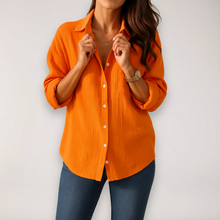 Casual dames overhemd met lange mouwen en knoopsluiting, een must-have voor een relaxte en modieuze uitstraling.