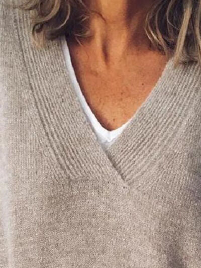 Stijlvolle dames oversized V-hals trui met lange mouwen, ideaal voor winter comfort.
