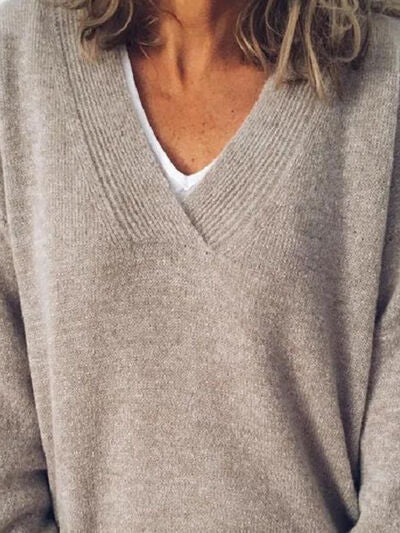 Comfortabele dames oversized trui met V-hals, perfect voor casual herfst mode.
