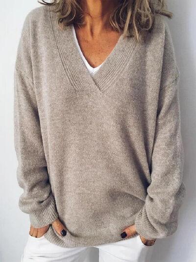 Dames oversized V-hals trui, ultiem comfort en stijlvolle winterkleding.