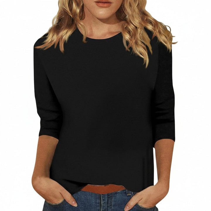 Dames t-shirt met driekwart mouw en ronde hals. Comfortabel, veelzijdig basis shirt voor elke dag.