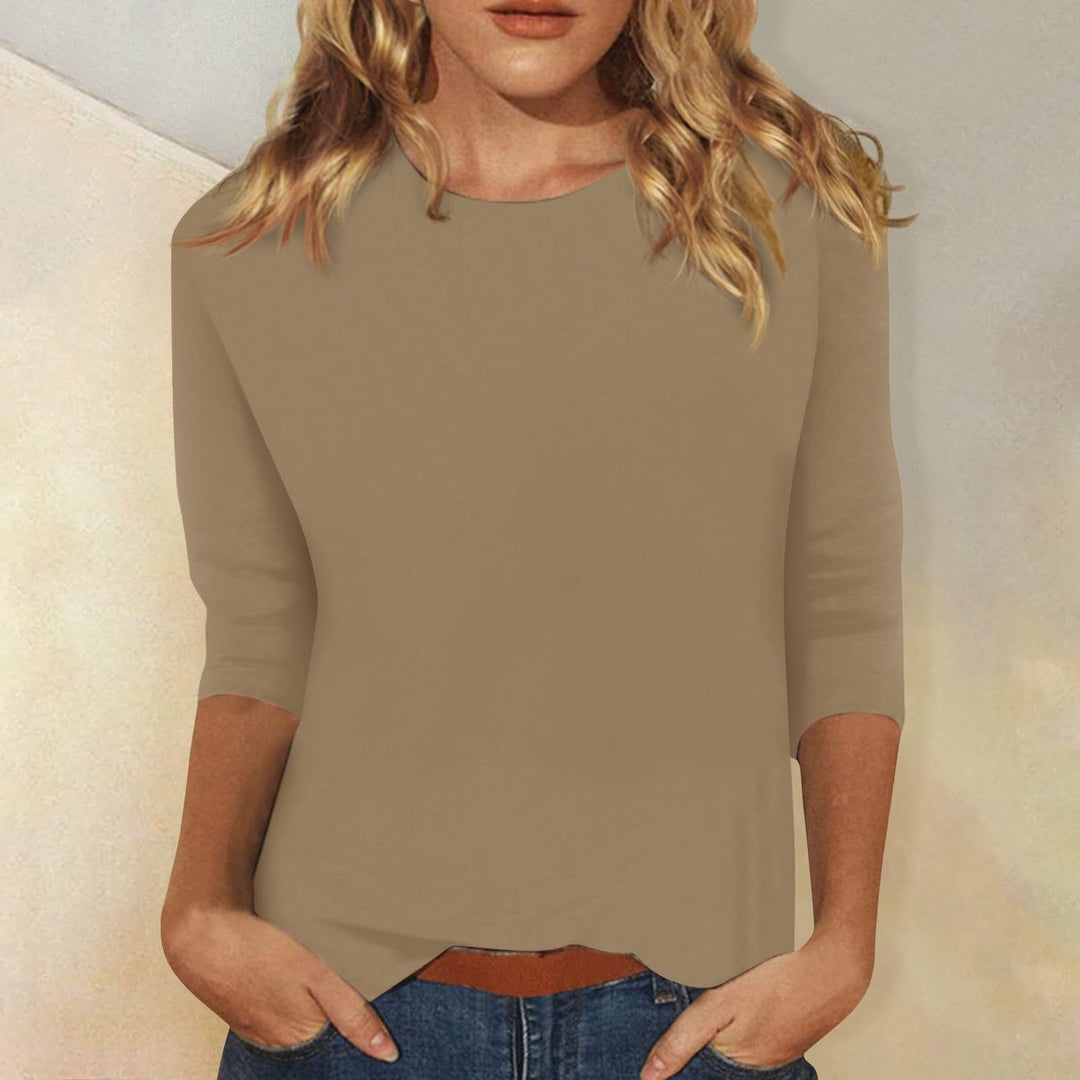 Comfortabel dames t-shirt met driekwart mouw en ronde hals. Perfecte regular fit voor dagelijks gebruik.
