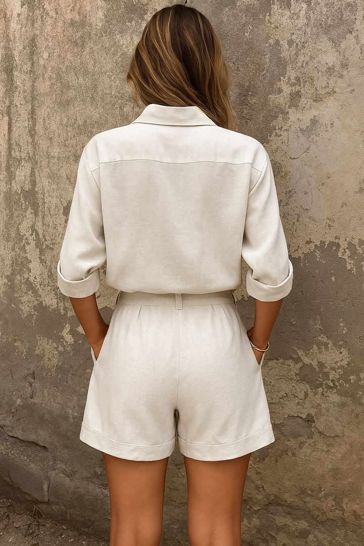 Luchtige casual dames blouse shorts set, ontspannen pasvorm, perfect voor zomerse dagen.