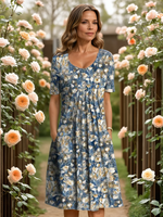 Lichtblauw Bloemdessin