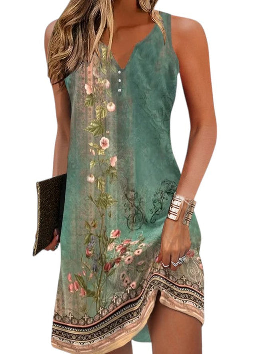 "Dames zomerjurk met speelse print in luchtige stof, ideaal voor warme dagen; trendy en veelzijdig voor elke gelegenheid."