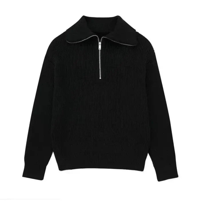 Grijze heren rits trui met gestreept design, comfortabele en veelzijdige winterkleding.