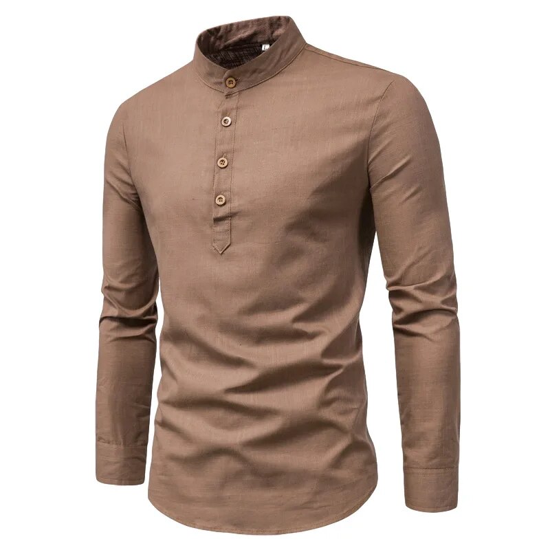Zacht aanvoelende heren longsleeve Henley, een comfortabele top voor dagelijks gebruik.