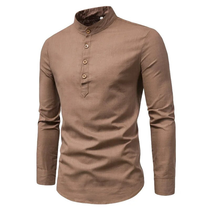 Zacht aanvoelende heren longsleeve Henley, een comfortabele top voor dagelijks gebruik.
