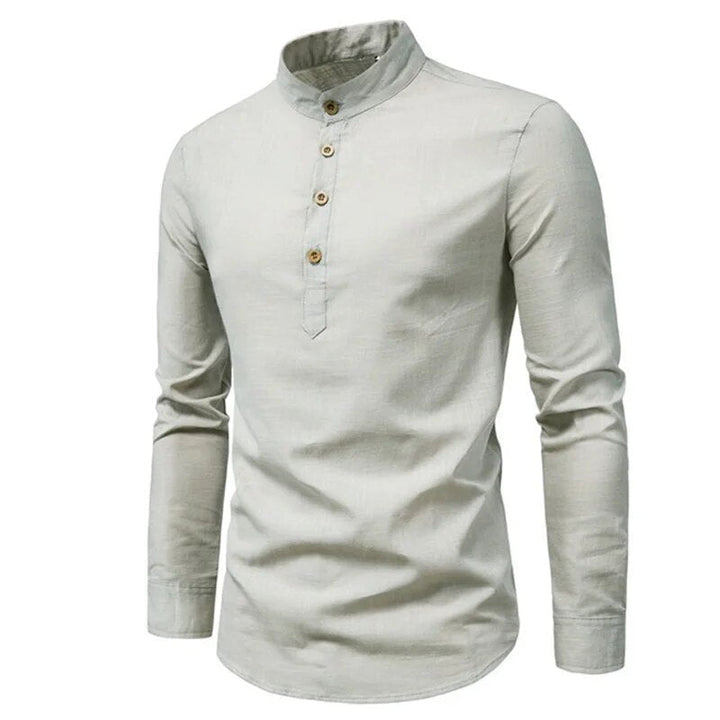 Comfortabel heren shirt met lange mouwen en klassieke Henley knoopsluiting, stijlvol.