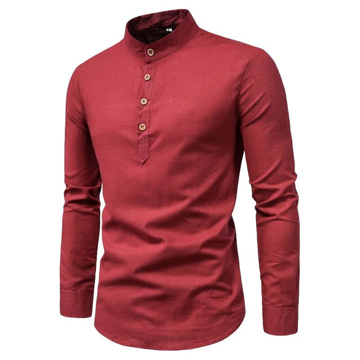 Casual heren longsleeve Henley shirt, veelzijdig voor zowel herfst- als wintermode.
