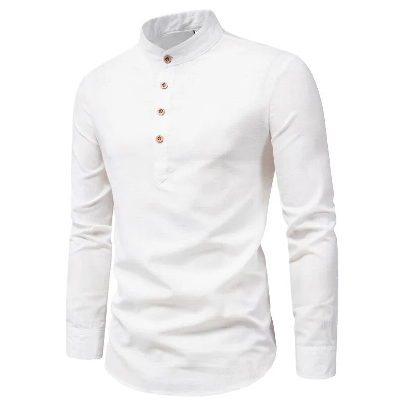 Elegant heren Henley shirt met lange mouwen, perfect voor een stijlvolle casual look.
