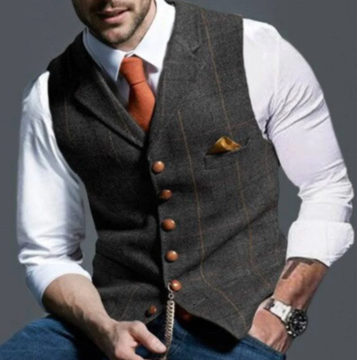 Mannen elegant herfstgilet, stijlvol voor elke gelegenheid. Perfecte herenkleding.