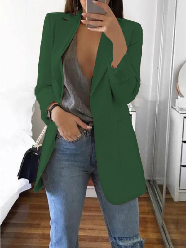 Elegante dames blazer, slim-fit pasvorm. Veelzijdig vest met lange mouwen, ideaal voor zakelijke en casual outfits.