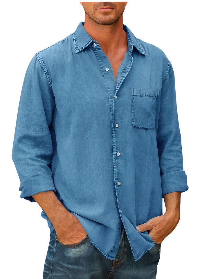 Comfortabel heren denim shirt, casual en stijlvol, met een relaxte pasvorm voor dagelijks gebruik.