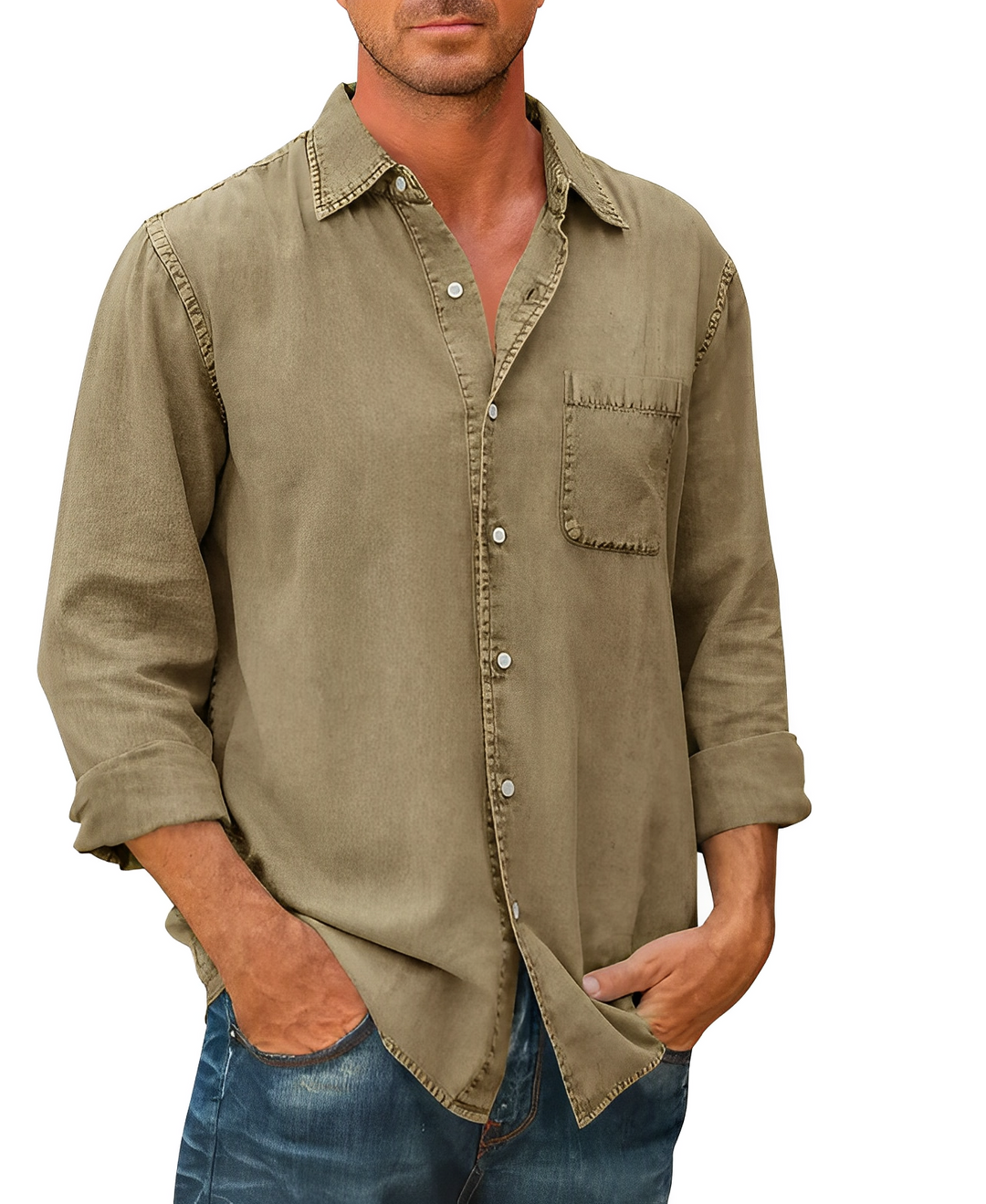 Heren denim overhemd, relaxte pasvorm, stijlvol en comfortabel. Perfect voor een casual look.
