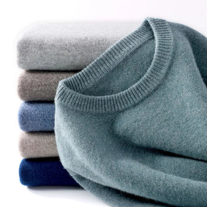 Zachte casual herentrui, ronde hals, perfect voor smartcasual outfits en dagelijks comfort.