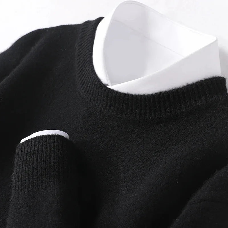Herfstmode essential: casual herentrui met rondehals, lange mouwen, zacht en warm.