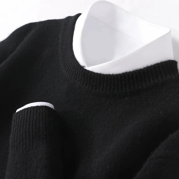 Herfstmode essential: casual herentrui met rondehals, lange mouwen, zacht en warm.