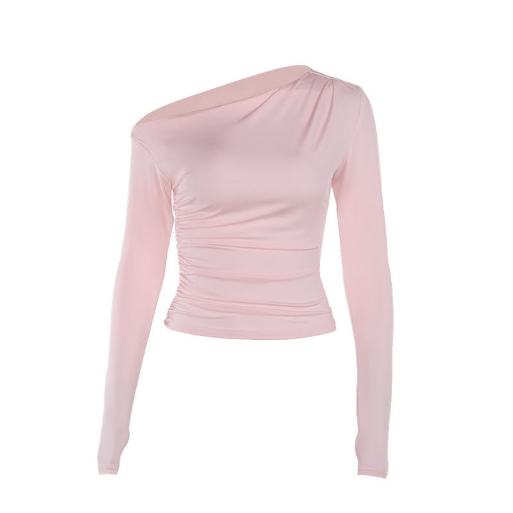 Stijlvolle dames asymmetrische top met lange mouwen, geschikt voor zowel feestjes als casual gelegenheden.