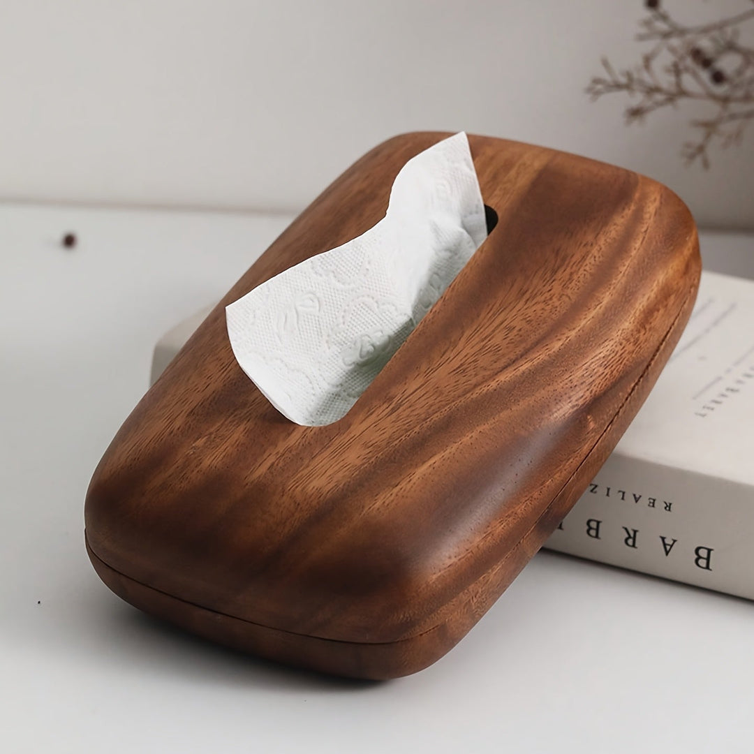 Veelzijdige walnoten tissuebox houder voor woonkamer, slaapkamer of kantoor. Verfijnd houten design.