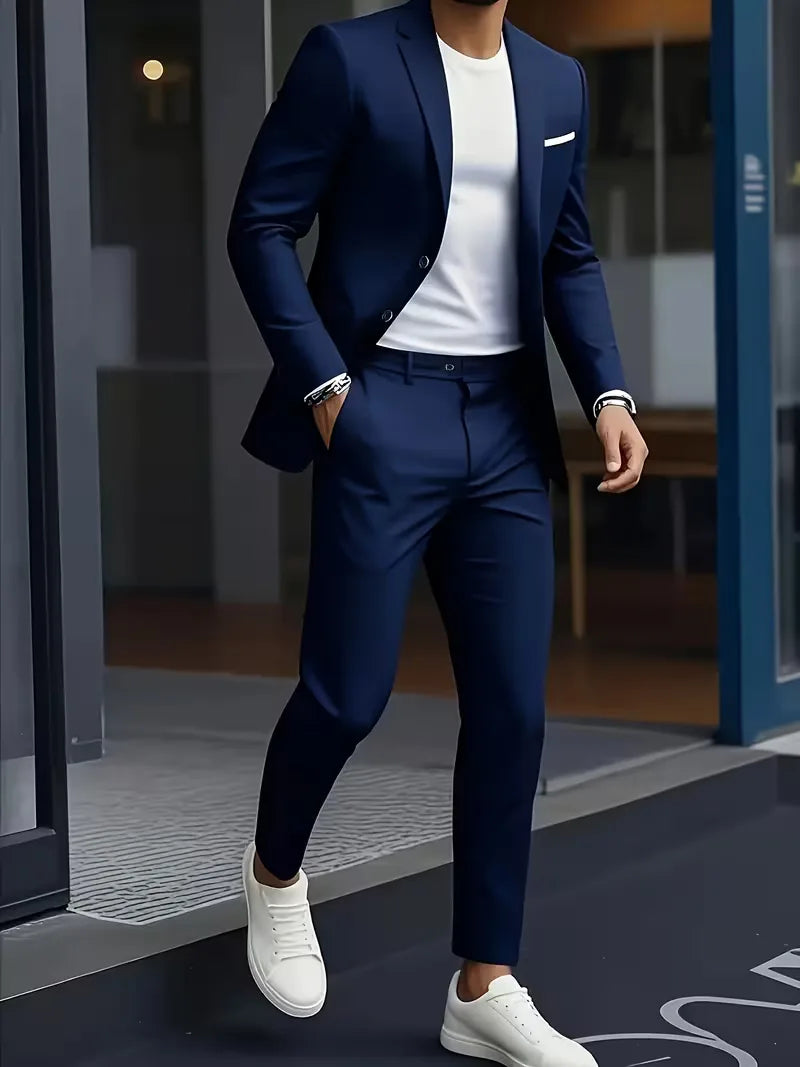 Formeel slim fit herenpak, ideaal voor een modieuze verschijning op zakelijke evenementen.