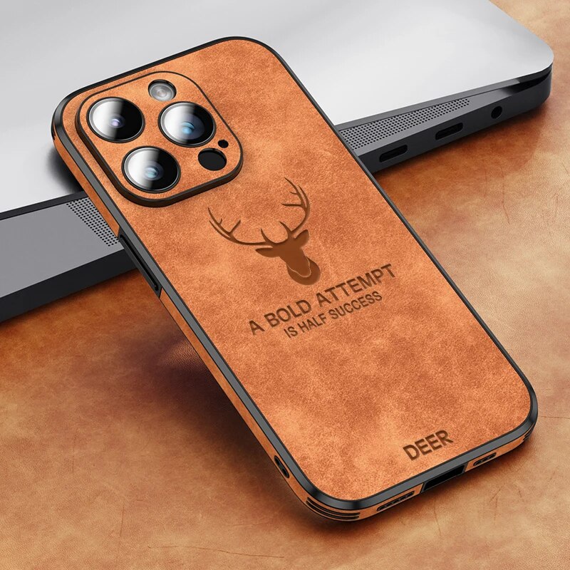 Stijlvol en compact leren iPhone cover, ideaal voor een minimalistische look met bescherming.