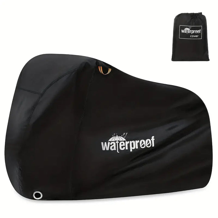 Zwarte waterdichte universele beschermhoes voor motor en fiets, biedt weerbescherming buiten.
